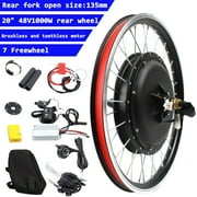 20 Rear Wheel Electric Bicycle Hub Motor Conversion Kit 48V 1000W EBike w/LED