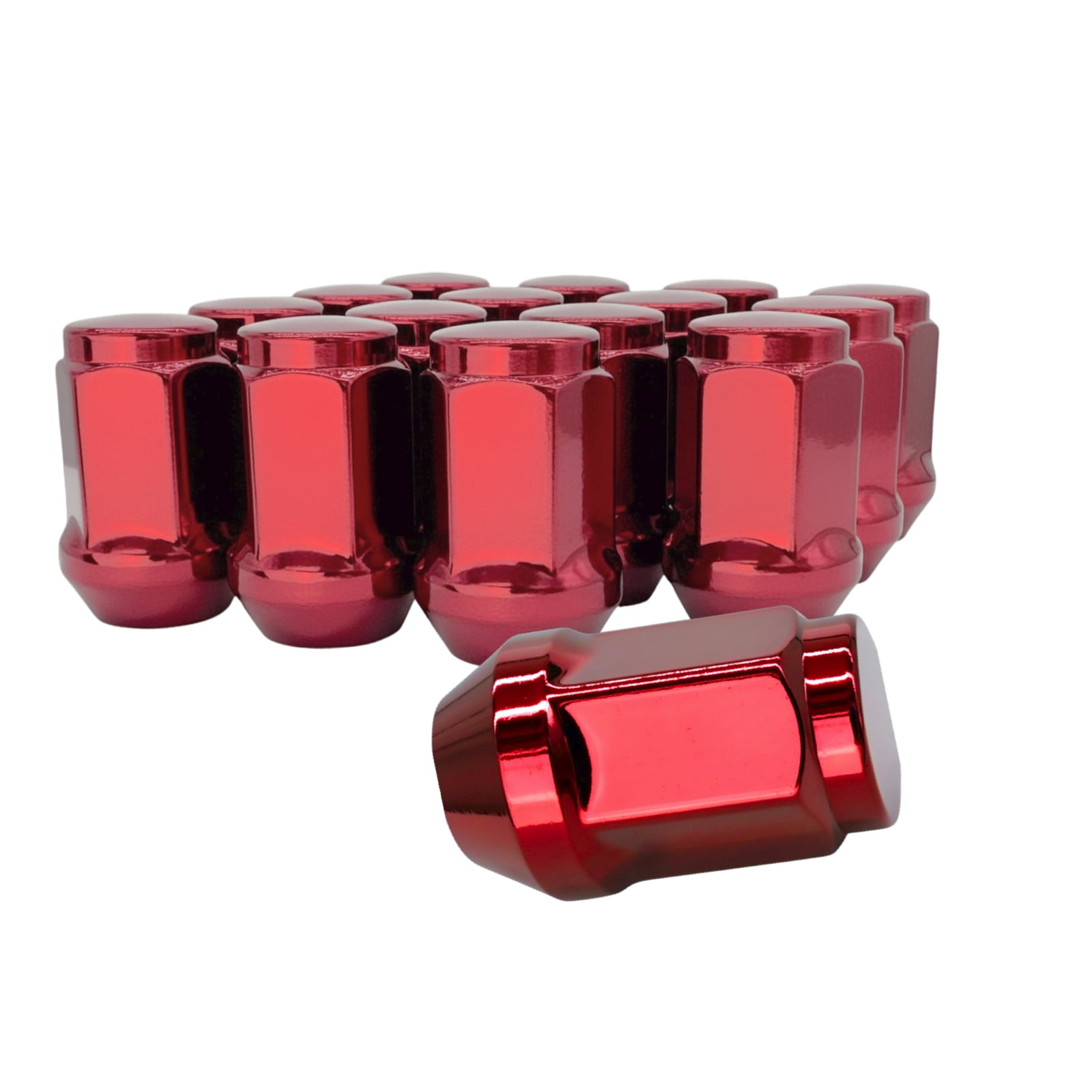 20 Red 1/2 Closed End One Piece Bulge Acorn Wheel Lug Nuts - 3/4, 19mm Hex - 1.38 Inch Tall - Fits Many Boat Trailers, Buick, Cadillac, Chevrolet, Dodge, Ford, Jeep