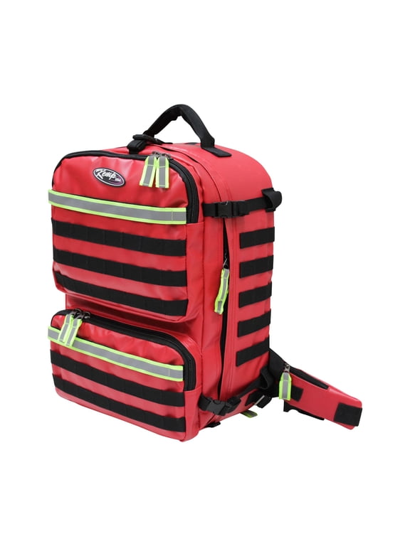20" Red, Black, and Green Outdoor Kemp USA Fluid-Resistant Rescue and Tactical EMS Bag
