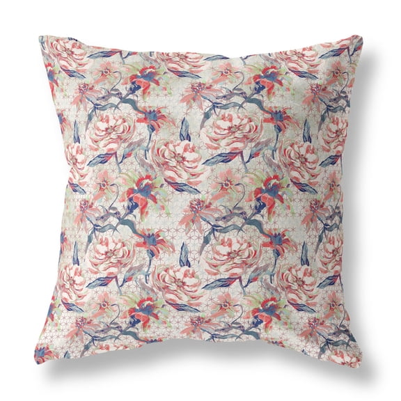 20 Red Light Indigo Roses Indoor Outdoor Throw Pillow