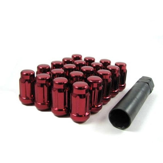 20 Red Spline Drive Small Diameter Acorn 12x1.5 Lug Nut Kit with Key