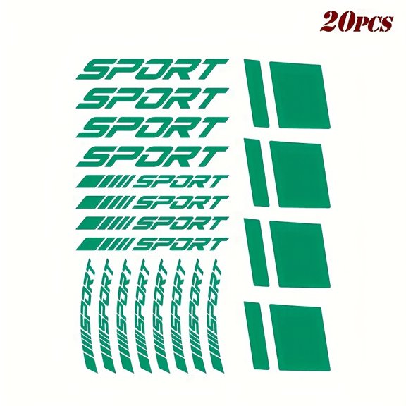 20 Reflective Car Wheel Rim Stickers, Sporty Stripe Racing Wheel Hub Decals, Geometric Patterns, Self-adhesive, Single-use, High-gloss Finish, Irregular Shapes