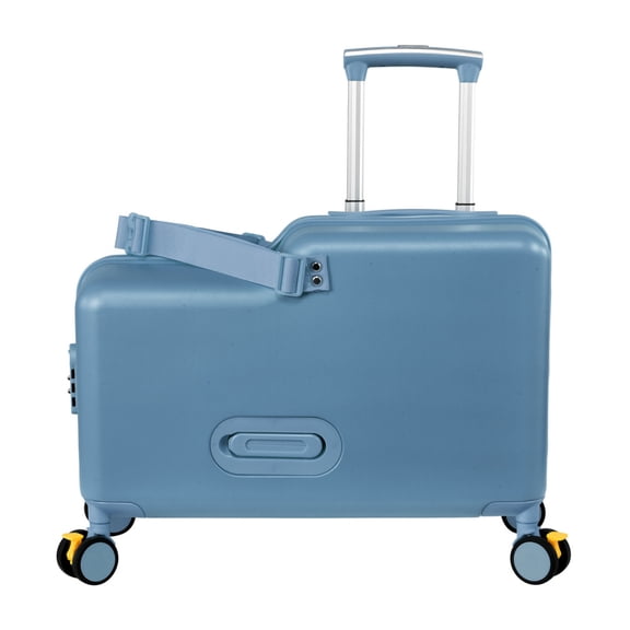 20" Ride-on Suitcase for Kids, Durable Children's Suitcase with Wheels and Safe Harness for 3+ Years(Blue)