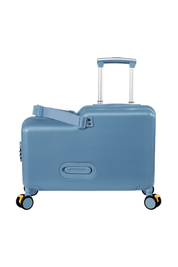 20" Ride-on Suitcase for Kids, Durable Children's Suitcase with Wheels and Safe Harness for 3+ Years(Blue)