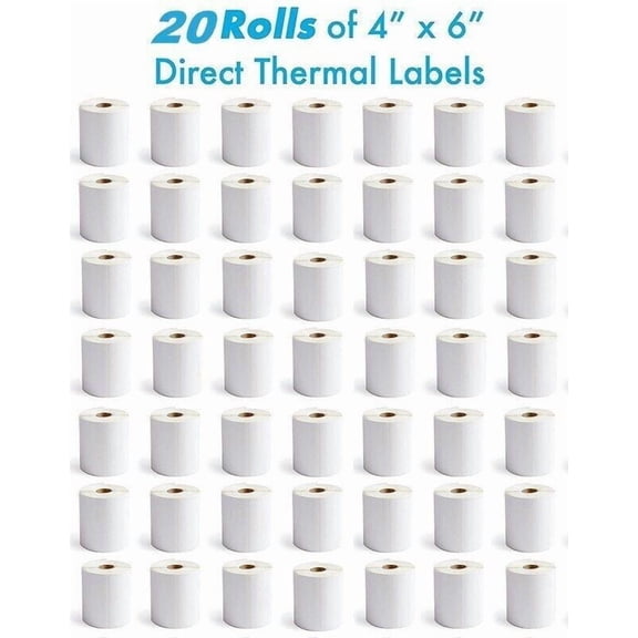 20 Roll 4 x 6 Zebra Direct Thermal Labels 250/Roll for Zebra GK420d ZP450 GX420d
