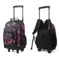 thumbnail image 1 of 20" Rolling Backpack for Women Men, 2 in 1 Carry-on Travel Backpack with Wheels & Handle for Work, Weekend, School, Short Trips, Pink Butterfly - JH2561, 1 of 9