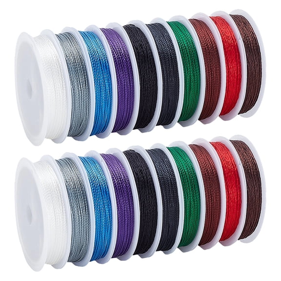 20 Rolls 10 Colors Polyester Round Thread for Craft Tassel Making Mixed Color 0.5mm about 10.94 Yards(10m)/Set DIY