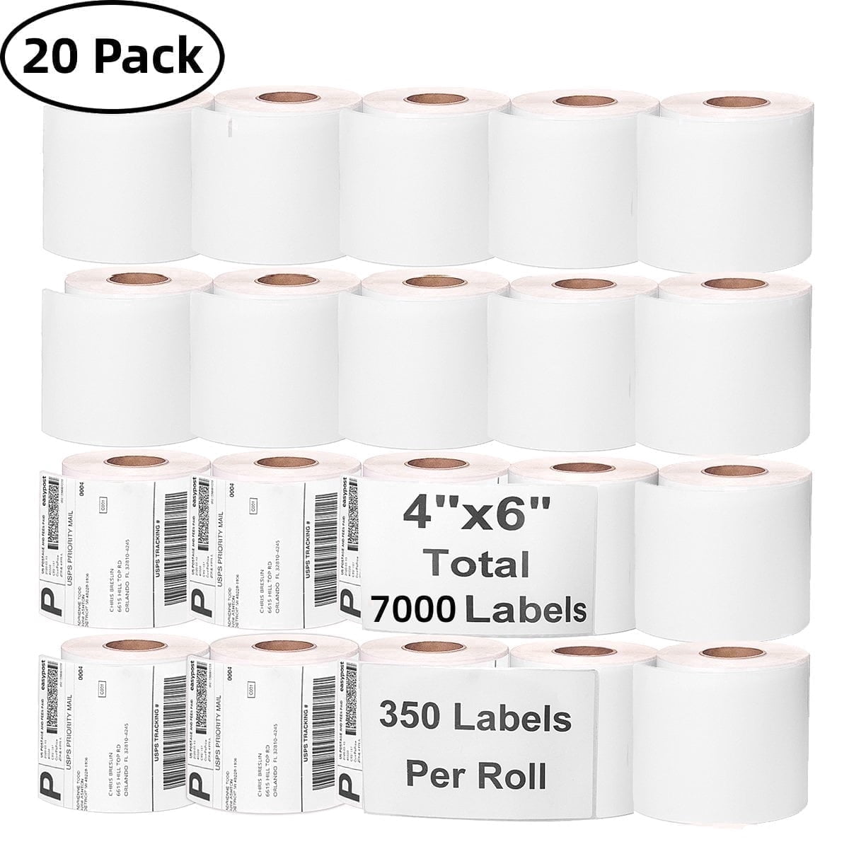 7000(20 x 350 Pack) 4x6inch Thermal Shipping Labels, Strong Adhesive Barcode Labels for Shipping, Compatible with Zebra ZP450 ZP500 ZP505 Printers