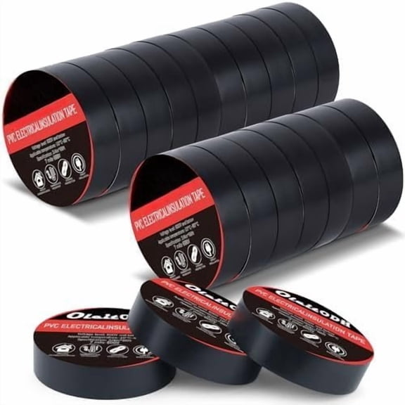 20 Rolls Black Electrical Tape Bulk 3/4 Inch x 66ft, 7Mil Vinyl Electric Tape High Temp Insulation Tape for Electrical Protection Outdoor Electric Insulating Wire Wrapping