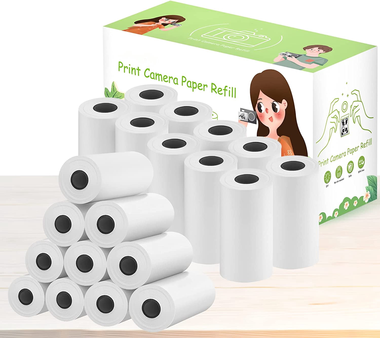 20 Rolls Camera Paper for Kidizoom Print Camera Paper Refill, 2.2"x1" Camera Print Paper Compatible with VTech/ Dragon