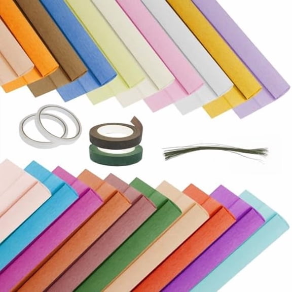 20 Rolls Crepe Paper Roll 20 Inch 8 Feet Wide Crepe Paper Streamer 18 Colors 70g DIY Flower Paper for Festival Decoration Birthday Parties Weddings$$Art & Craft