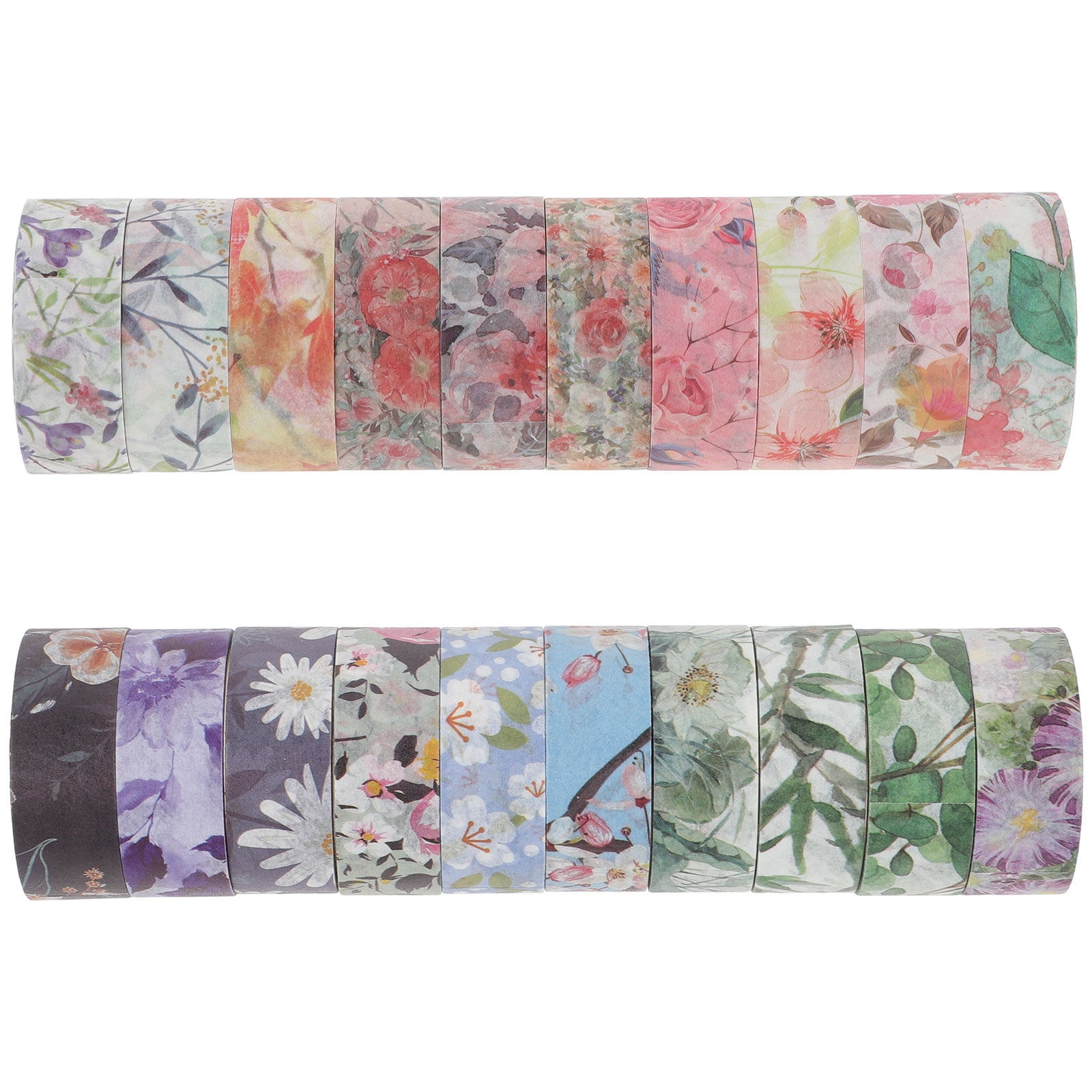 20 Rolls Flower Tape Decor Washi Aesthetic Kawaii Floral Multi-purpose ...