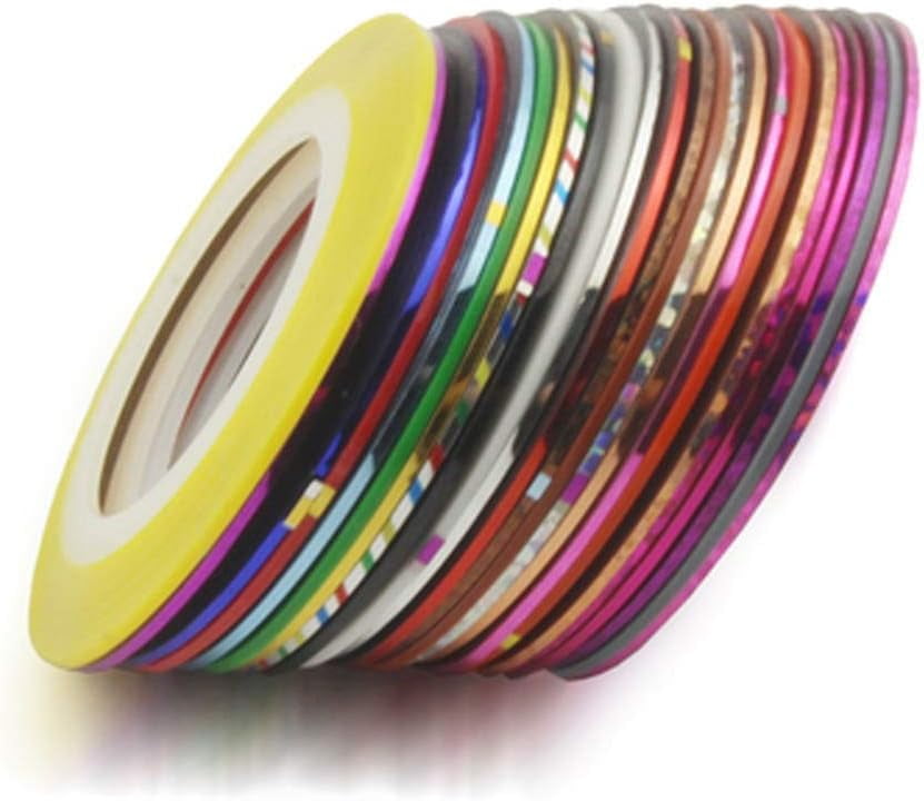 20 Rolls Plastic Nail Art Stickers Striping Tapes Colorful Line Nail
