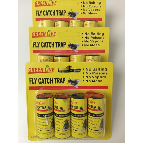 20 Rolls Sticky Fly Traps for Indoors/Outdoor, Fly Strips Hanging Catcher Ribbon, Fly Paper Tape for Kitchen,Fly stickers,Fly Ribbons