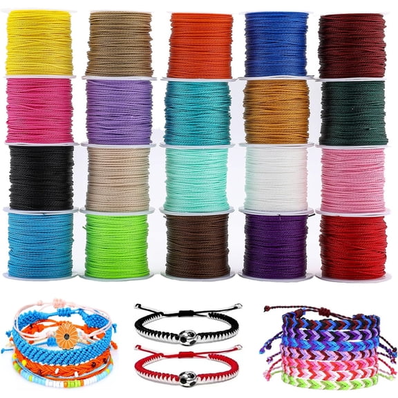 20 Rolls Waxed Thread, Waxed Polyester Cord for Bracelet Making, Macrame, Necklace, DIY Jewelry Supplies