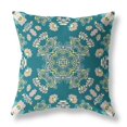 thumbnail image 1 of 20" Rose Wreath Broadcloth Blown and Closed Pillow in Green Yellow Fabric, 1 of 5