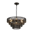 thumbnail image 1 of 20" Rustic 4-Tier Black Hemp Rope Pendant Light Chandelier with 6 E12 Sockets, Handmade Tiered Boho Ceiling Light Fixture for Dining Room, Kitchen, or Foyer (Bulb Not Included), 1 of 8