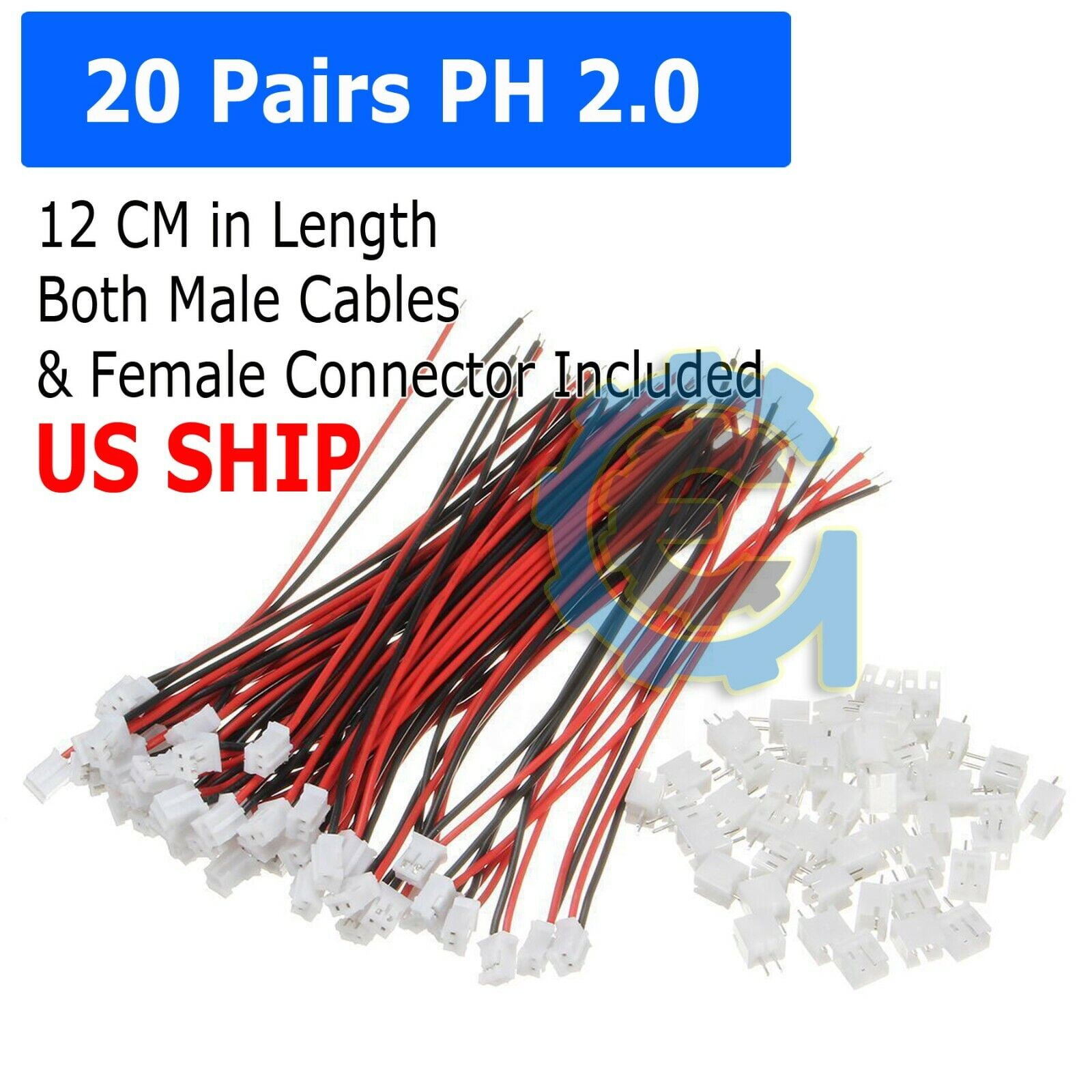 20 Sets Mini Micro Jst 20 Ph 2 Pin Connector Plug With Wires Cables 26awg 4832