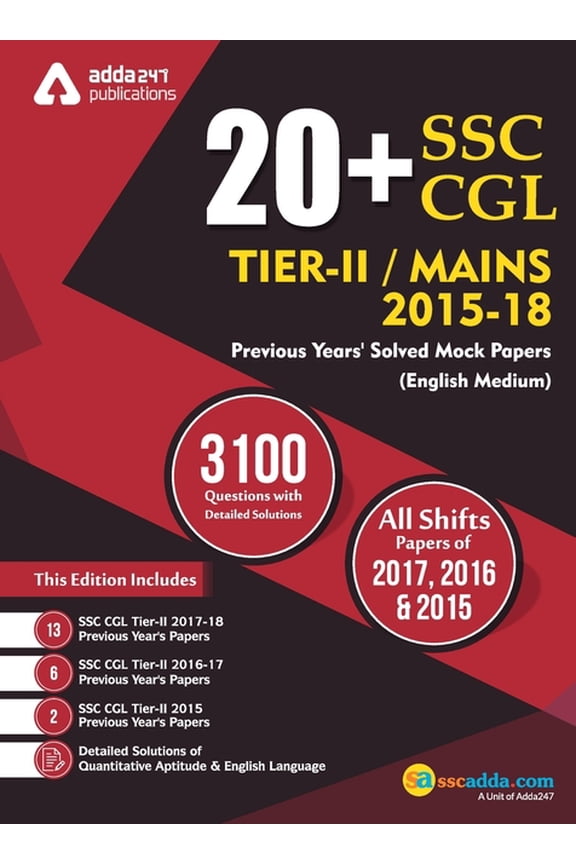 20+ SSC CGL Tier II 2015-18 Previous Year's Paper Book (English Printed Medium), (Paperback)