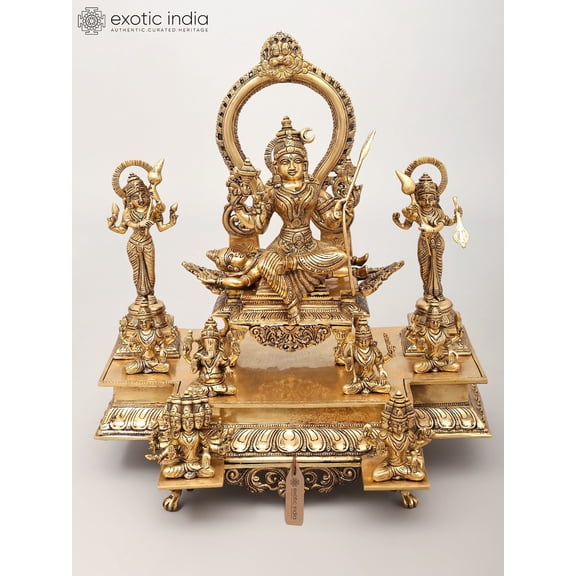 20" Sachamara Rama Vani Savya Dakshina Sevita (From Lalita Sahasranama) | Brass Statue