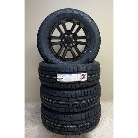 20" Satin Black Split Spoke Wheels with 275/55R20 All Season Tires SET of 4 fits Chevy Silverado, Tahoe, Suburban, GMC Sierra, Yukon, Denali 1500, Includes Lug Nuts and TPMS