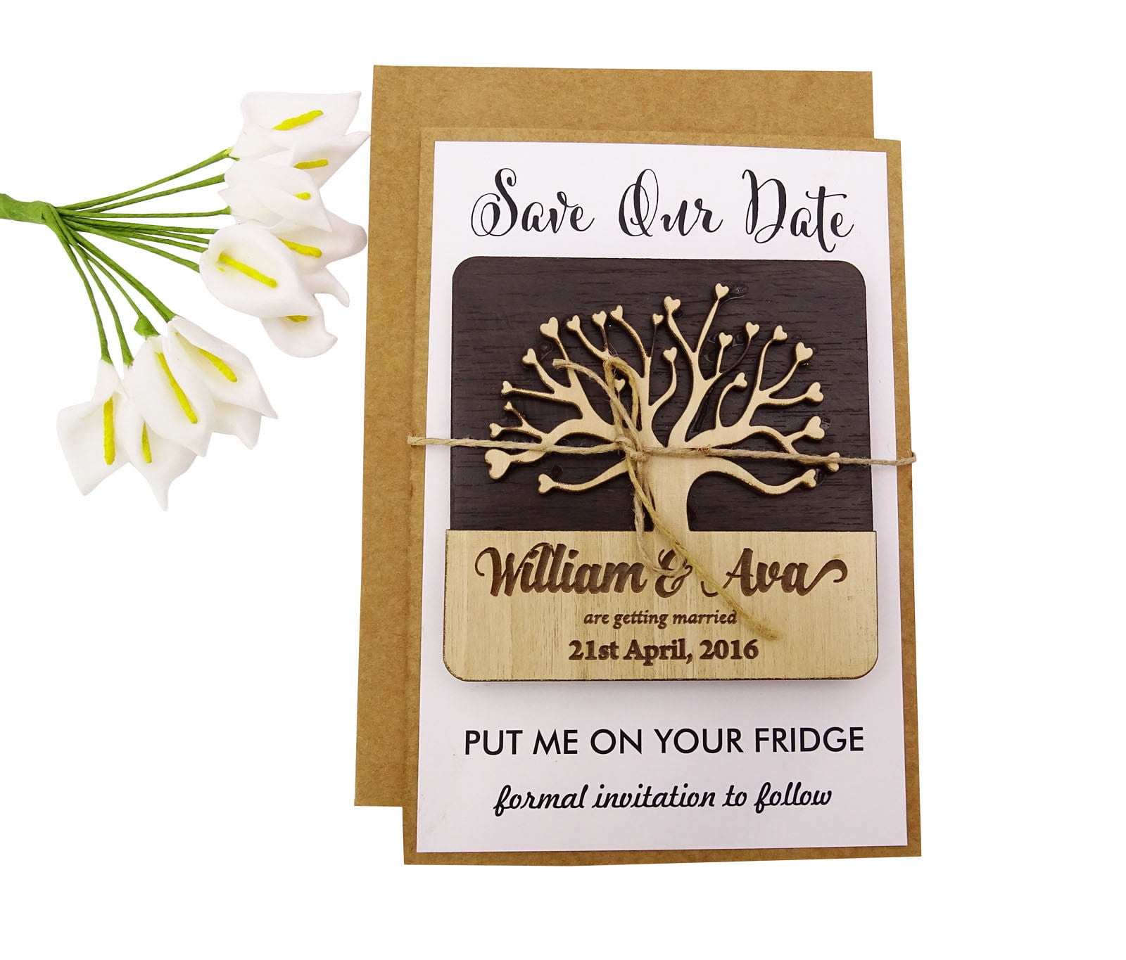 20 Save the Date Wooden Magnet Custom Engraved Wooden Magnet Rustic ...