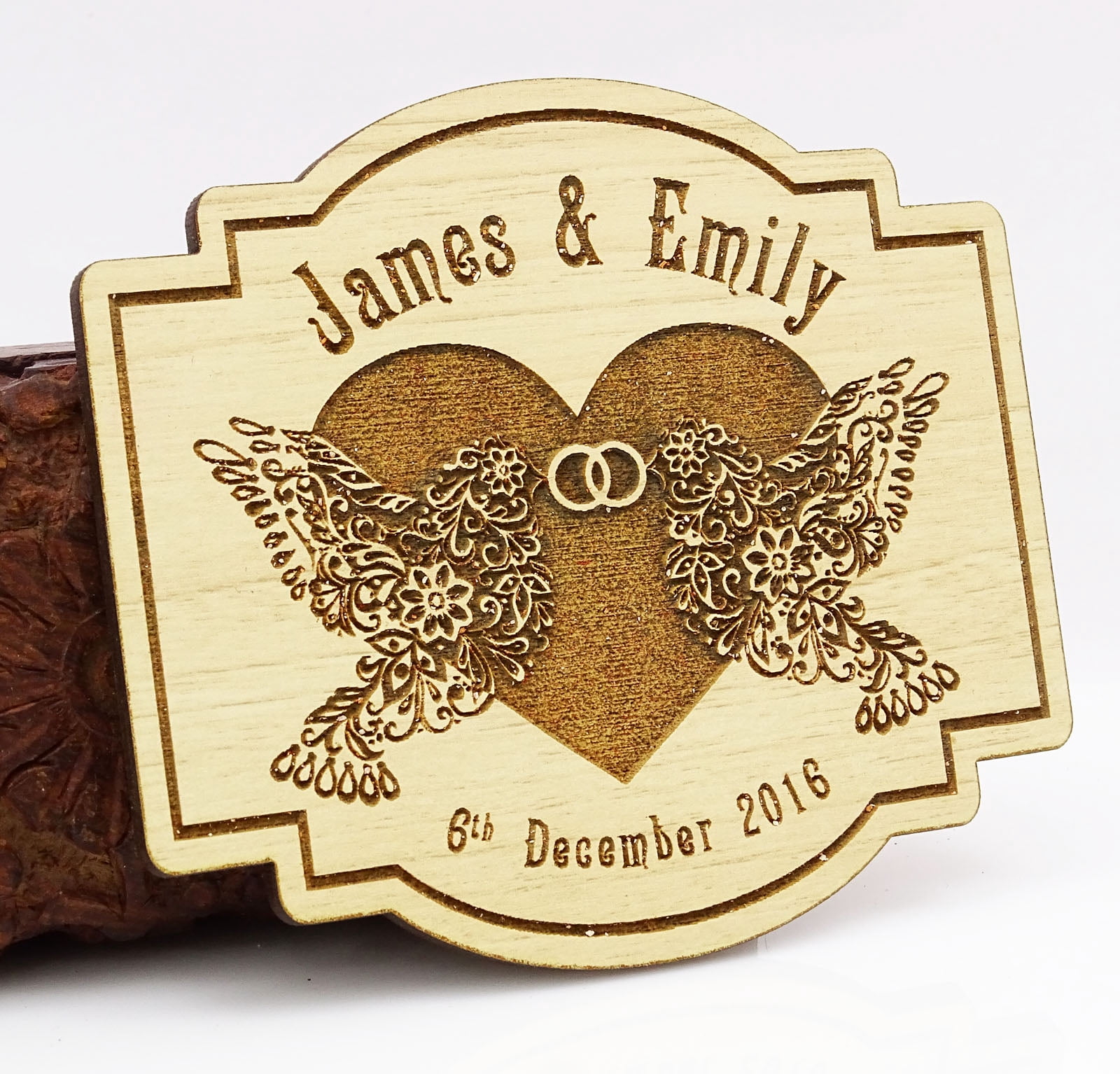 20 Save the Date Wooden Magnet Custom Engraved Wooden Magnet Rustic ...