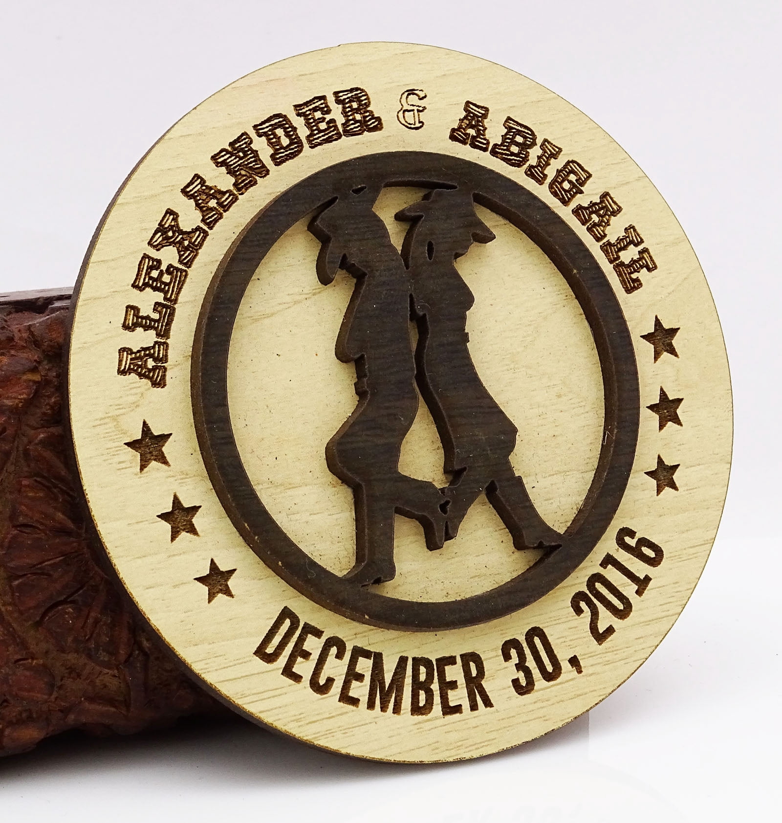 20 Save the Date Wooden Magnet Custom Engraved Wooden Magnet Rustic ...