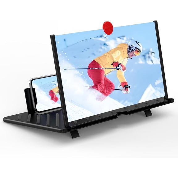20" Screen Magnifier,3D HD Mobile Phone Magnifier Projector Screen Enlarger for Movies, Videos, and Gaming,Foldable Cell Phone Stand with Screen Amplifier,Gifts for Mom Dad(Black 20Inch)