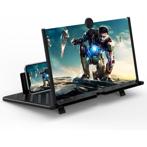 20" Screen Magnifier,3D HD Mobile Phone Magnifier Projector Screen for Movies, Videos, and Gaming,Foldable Phone Stand with Screen Amplifier,Supports All Smartphones (Black 20inch)