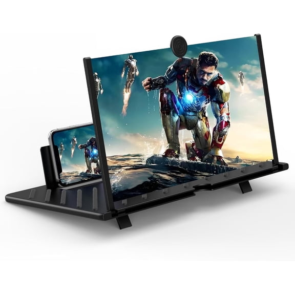 20" Screen Magnifier,3D HD Mobile Phone Magnifier Projector Screen for Movies, Videos, and Gaming,Foldable Phone Stand with Screen Amplifier,Supports All Smartphones (Black 20inch)