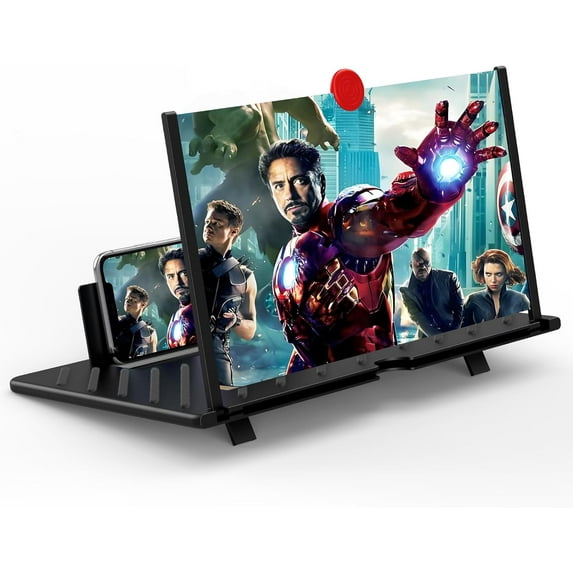 20" Screen Magnifier for Cell Phone,3D Magnifying Projector Screen Enlarger Expander for Movies, Videos, and Gaming,Foldable Phone Stand with Screen Amplifier, Compatible with All Smartphones