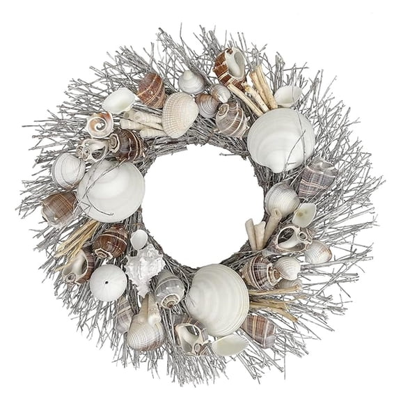20" Seashell Playa Bonita Coastal Wreath Natural Seashells & Starfish (Whitewashed Shells)