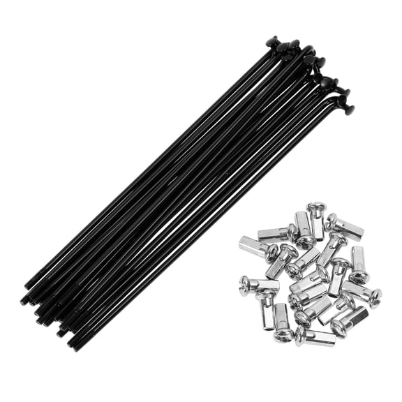 Unique Bargains 20 Set 12G Bicycle Spokes 125mm Carbon Steel Black