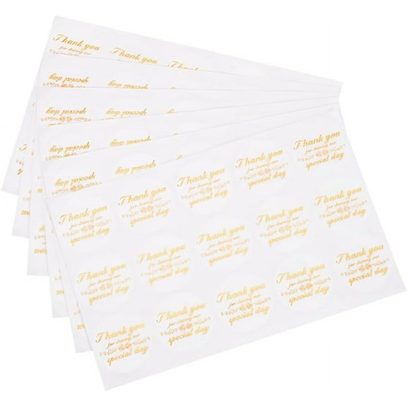 20 Set 300pcs Wedding Custom Clear Stickers Gold Envelope Seals Stickers Thank You for Sharing Our Special Day Self-Adhesive Sealing Foil Transparent Stickers for Wedding Party Invitation