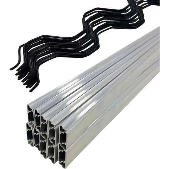 20 Set 6.6 Ft Greenhouse Lock Channel and Spring Wire，Aluminum Alloy Lock Channel and PVC Coated Spring Wires for Fixing Greenhouse Plastic Cover