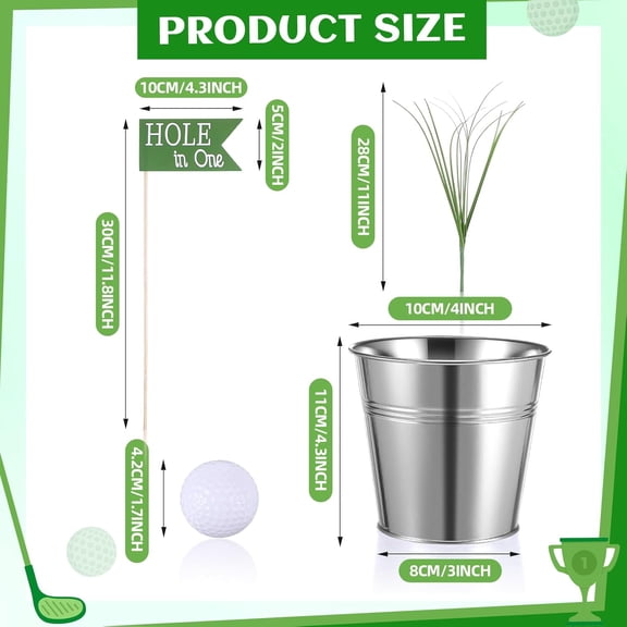 20 Set Golf Party Table Decorations Kit Includes 20 Iron Bucket 40 Mini Golf 300 Artificial Grass 20 Flags Centerpiece for Birthday Sport Themed Party Desk Supplies
