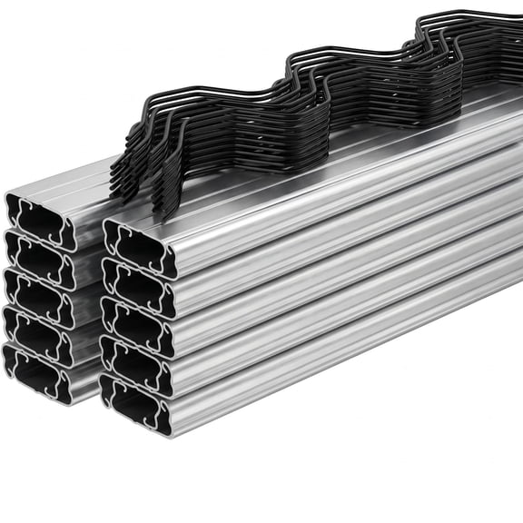 20 Set Greenhouse Lock Channel Kit – 3.3 ft Galvanized Steel U-Shaped Track with PVC Coated Spring Wires for Securing Plastic Film, Netting or Sun Shade Cloth