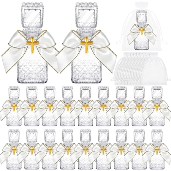 20 Set Holy Water Bottle 50ml Wishing Bottle with Cork Empty Holy Container for Holy First Communion Church Wedding Party Favors Jerusalem Gifts Catholic Christian(Square)