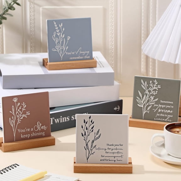 20 Set Inspirational Desk Decor Bulk Employee Christmas Thank You Gifts Motivational Quote Sign Table Plaques with Wooden Stand for Customer Service Week Vet Tech Nurse Volunteer Office Decor