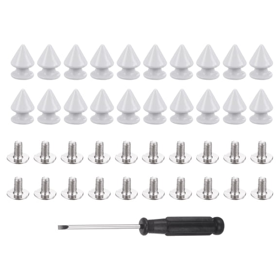 20 Set Metal Tree Spikes and Studs 12mm x 8mm Screw Back Leathercraft, White