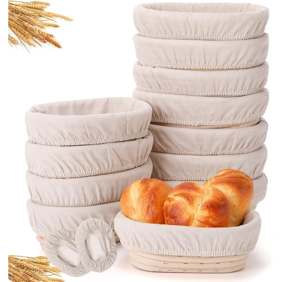 20 Set Mini Banneton Bread Proofing Baskets Bulk Sourdough Proofing Basket with Cloth Liners Natural Rattan Banneton Dough Bowl Basket for Home Sourdough Bakers Supplies(Oval)