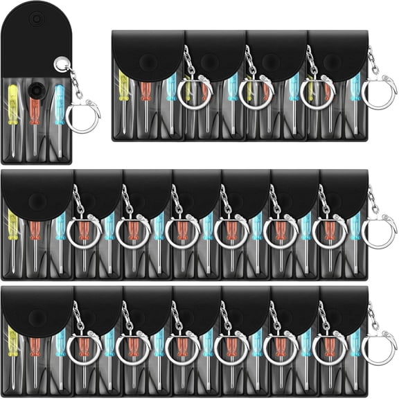 20 Set Mini Screwdriver Keychain Set Bulk Includes 3 Mini Screwdrivers in a Portable Pouch with Snap with Hook Bulk Adult Men Employee Coworkers Gifts for Birthday Tool Party Favors Prize