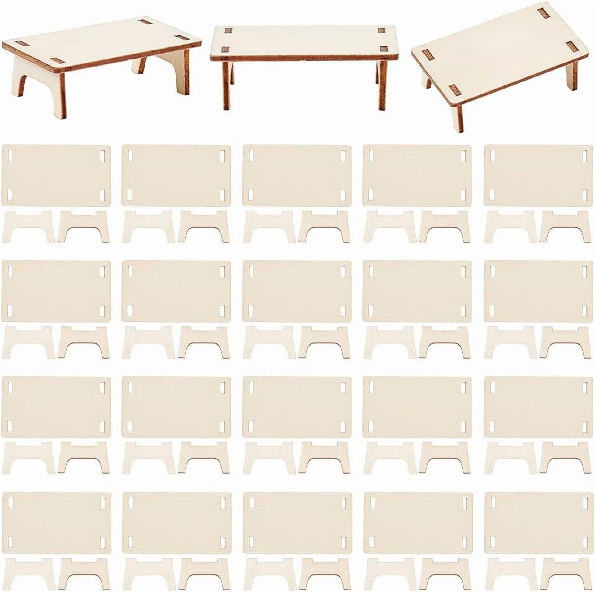 Mini Desk Set 20 Set Mini Wood Desk Furniture 2.3x1.3x0.7 Inch Wooden Miniature ...