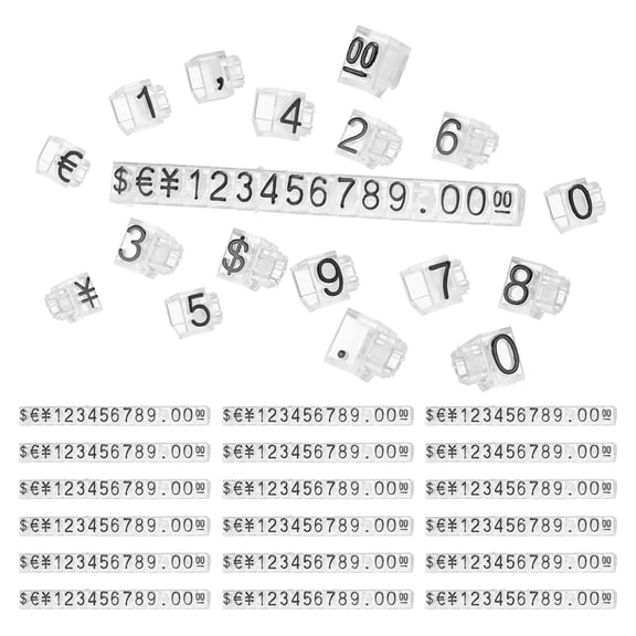 20 Set Price Tag Cube 2" x 0.2" Adjustable Counter Stand Label, Clear Black