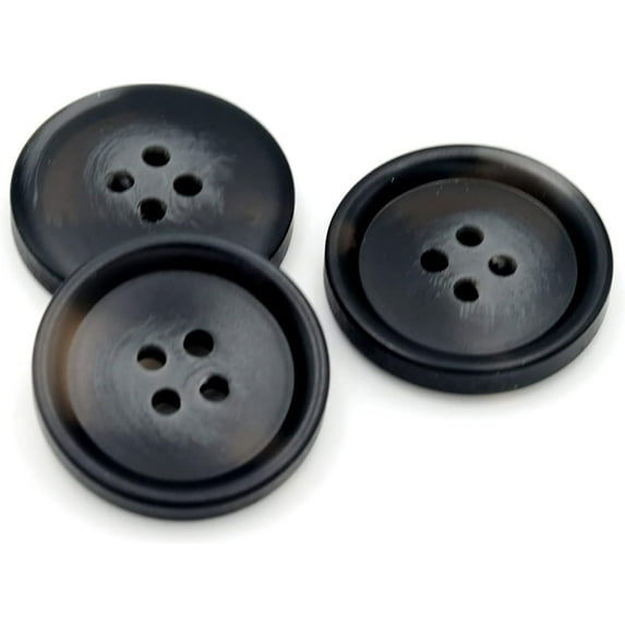 20/Set Resin Button Clothes Sewing Snaps Blazer Shirts 4 Holes Buttons (20mm, Black)
