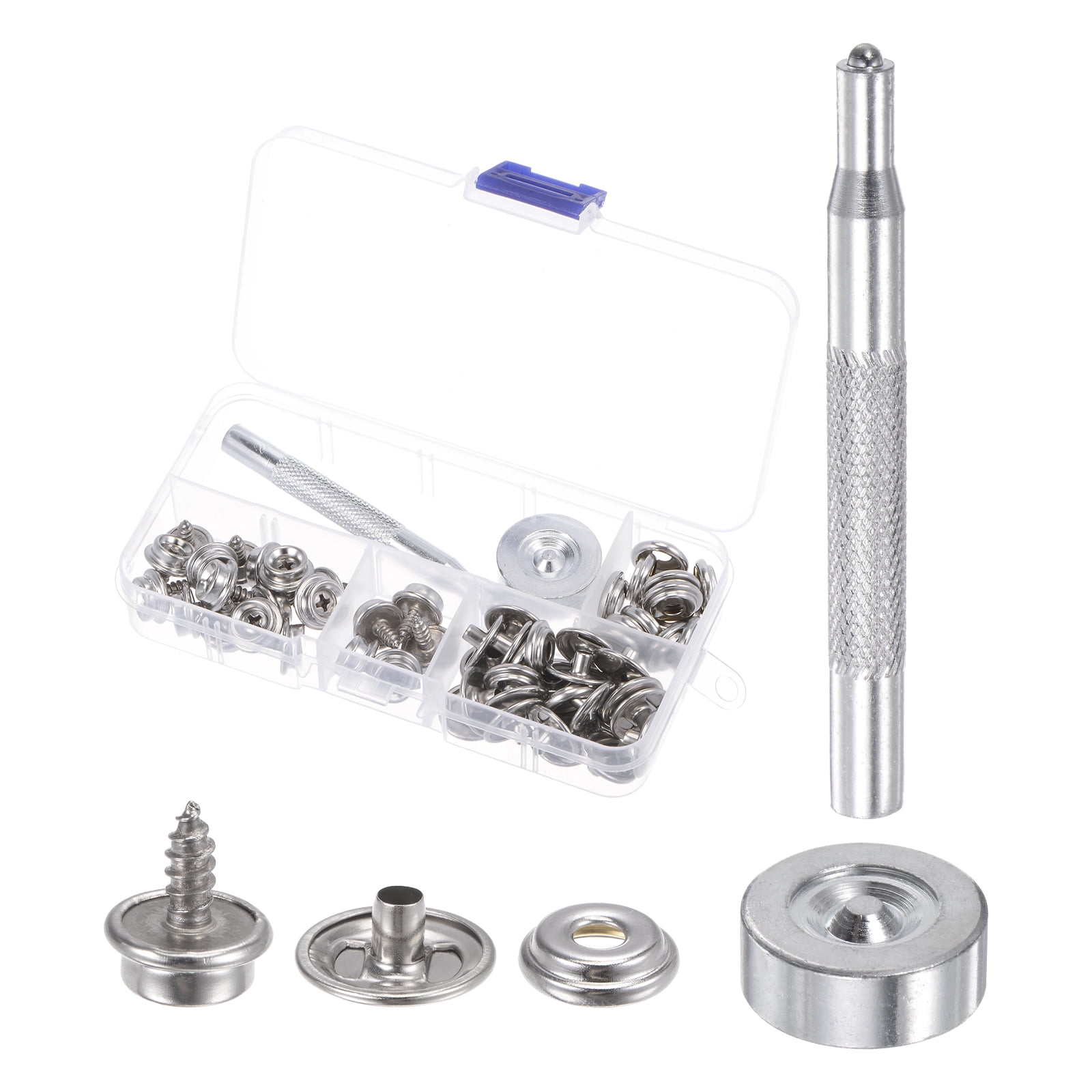 20 Set Screw Snap Fasteners Kit 10mm Stainless Steel Snaps Button for