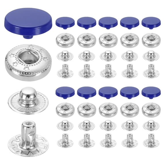 20 Set Snap Fasteners, 12mm #633 Zinc Alloy Press Studs Buttons, Dark Blue