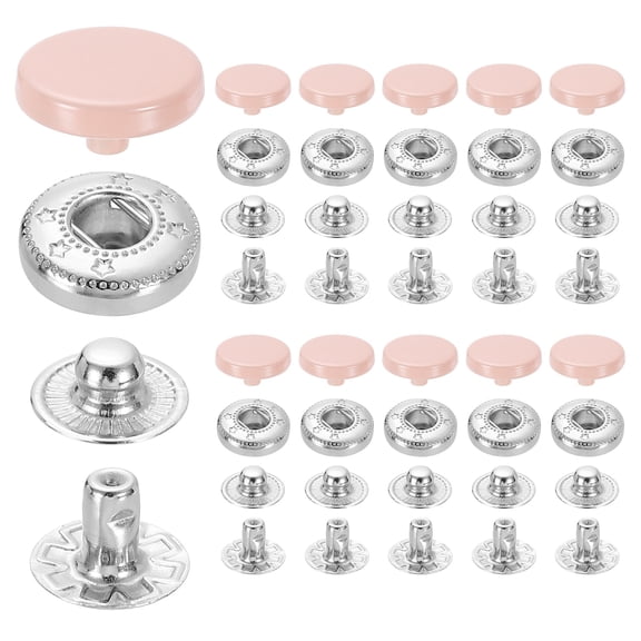 20 Set Snap Fasteners, 12mm #633 Zinc Alloy Press Studs Buttons, Dusty Pink