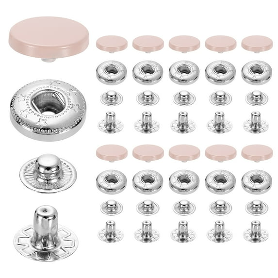 20 Set Snap Fasteners, 15mm #831 Zinc Alloy Press Studs Buttons, Dusty Pink